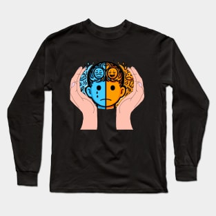 2 emotional boys, mental health, 2 hands supporting Long Sleeve T-Shirt